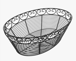 Oval Black Metal Basket 3D model