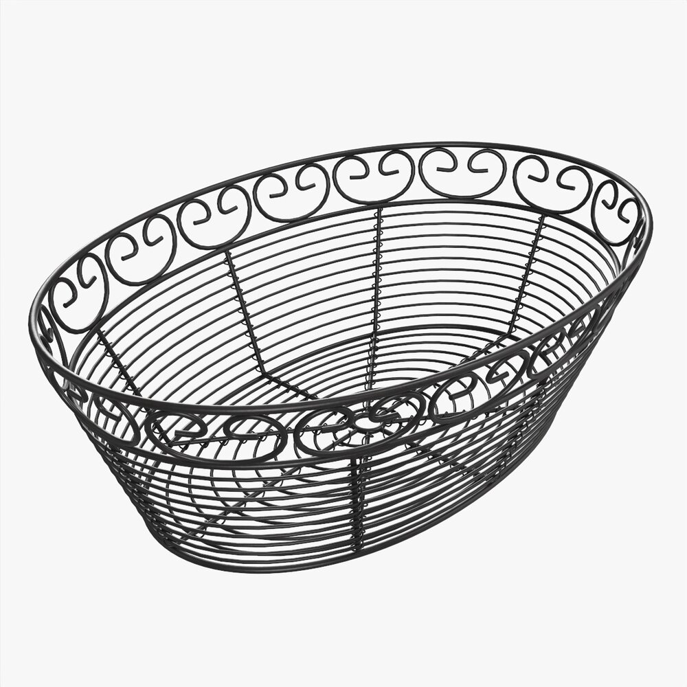 Oval Black Metal Basket Modelo 3d