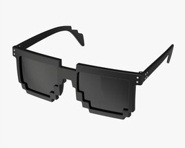 Pixel Style Glasses Black 3D 모델 