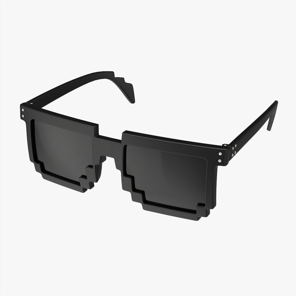 Pixel Style Glasses Black 3D模型