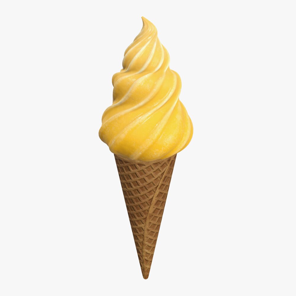 Ice Cream In Waffle Cone 02 3D 모델 