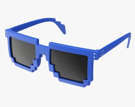 Pixel Style Glasses Blue 3D 모델 