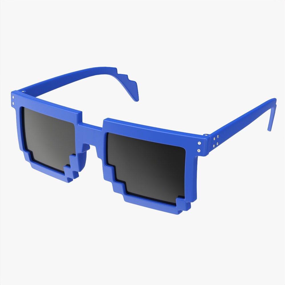 Pixel Style Glasses Blue 3D 모델 