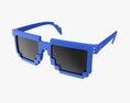 Pixel Style Glasses Blue 3d model