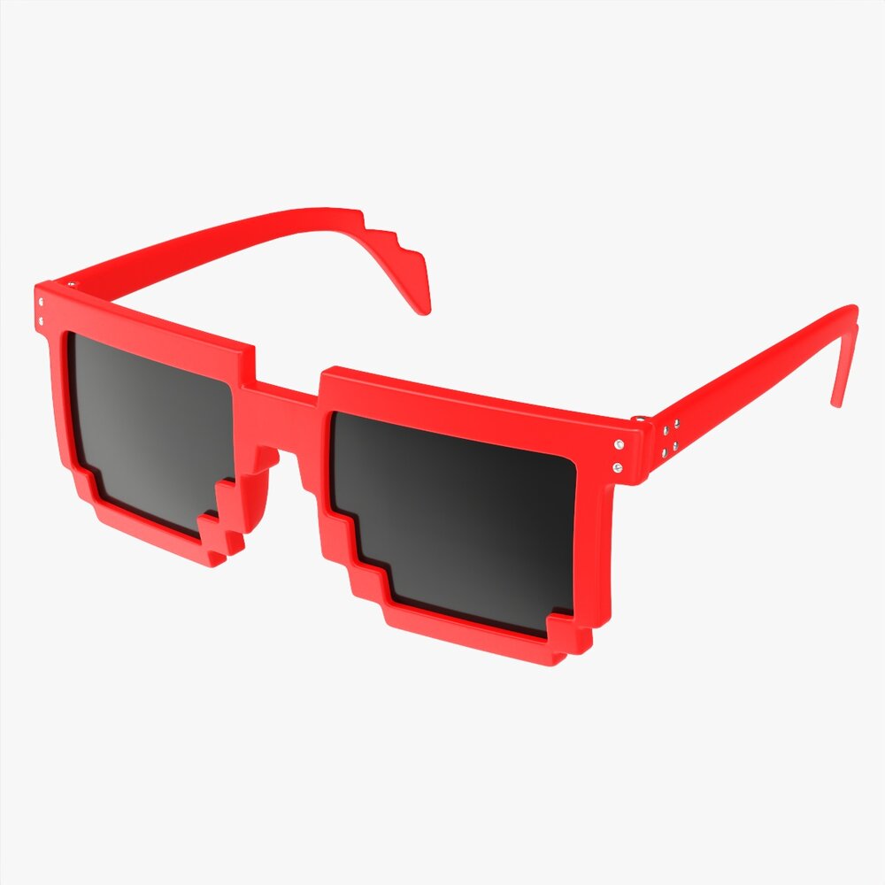 Pixel Style Glasses Red 3D model