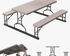 Rectangular Folding Picnic Table Modello 3D