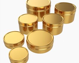 Round Decorative Gift Empty Can Jars Metal 01 Brass 3D model