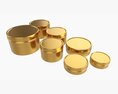 Round Decorative Gift Empty Can Jars Metal 01 Brass 3D-Modell