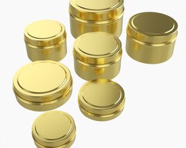 Round Decorative Gift Empty Can Jars Metal 02 Brass 3D model