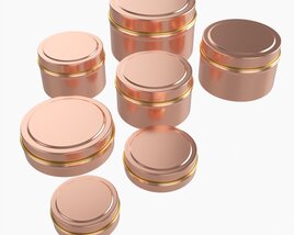 Round Decorative Gift Empty Can Jars Metal 02 Brass Copper 3D模型