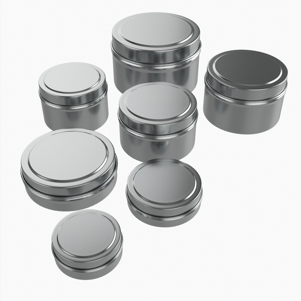 Round Decorative Gift Empty Can Jars Metal 02 Iron Modello 3D