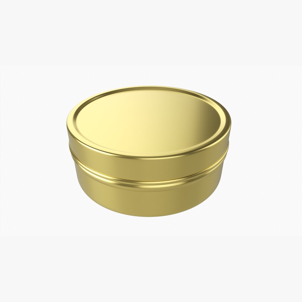 Round Gift Empty Can Jar Metal Brass 01 3D модель
