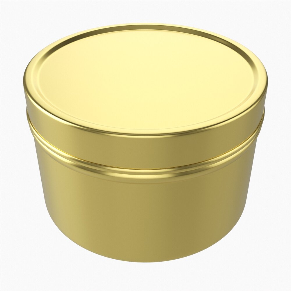 Round Gift Empty Can Jar Metal Brass 03 Modelo 3D