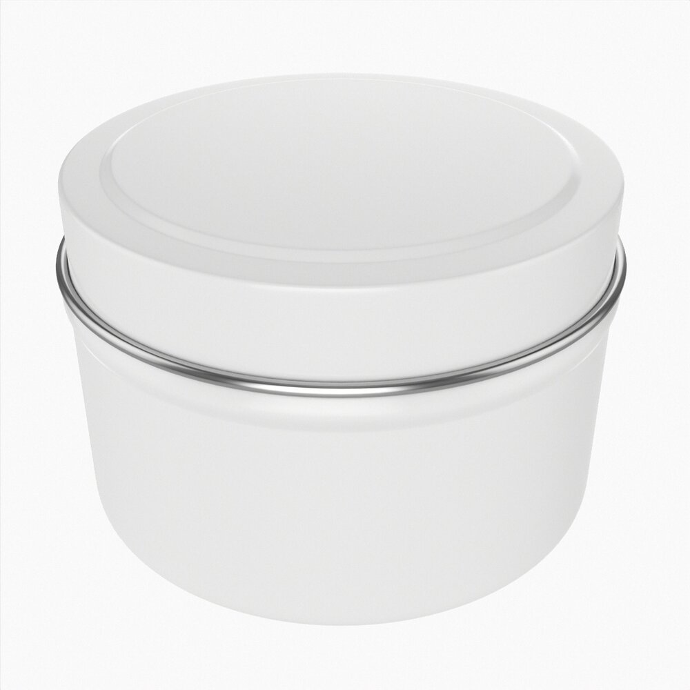 Round Gift Empty Can Jar Metal Painted White 03 3D модель