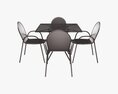 Square Dining Mesh Table With Armchairs 3D模型