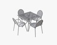 Square Dining Mesh Table With Armchairs Modelo 3D