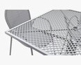 Square Dining Mesh Table With Armchairs Modello 3D