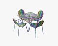 Square Dining Mesh Table With Armchairs 3D 모델 