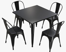 Square Dining Outdoor Table With Chairs 3D model