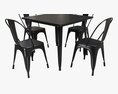 Square Dining Outdoor Table With Chairs 3d model