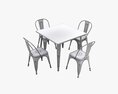 Square Dining Outdoor Table With Chairs 3Dモデル