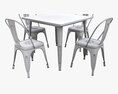 Square Dining Outdoor Table With Chairs Modelo 3D