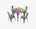 Square Dining Outdoor Table With Chairs Modèle 3d