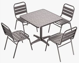 Square Metal Dining Table With Chairs 3D-Modell