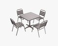 Square Metal Dining Table With Chairs 3d model