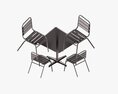Square Metal Dining Table With Chairs Modèle 3d