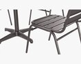 Square Metal Dining Table With Chairs 3D модель