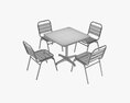 Square Metal Dining Table With Chairs 3Dモデル