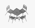 Square Metal Dining Table With Chairs 3D-Modell
