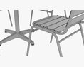 Square Metal Dining Table With Chairs Modello 3D