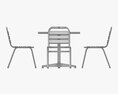Square Metal Dining Table With Chairs Modello 3D