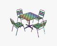 Square Metal Dining Table With Chairs 3Dモデル