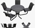Umbrella Table With Chairs Modello 3D