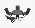 Umbrella Table With Chairs 3D 모델 