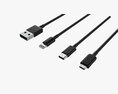 Usb C Lightning Cables Set Black 3d model