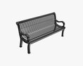 Vertical Slat Outdoor Bench With Arms 3D модель