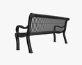 Vertical Slat Outdoor Bench With Arms 3D 모델 
