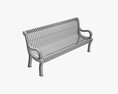 Vertical Slat Outdoor Bench With Arms 3d model