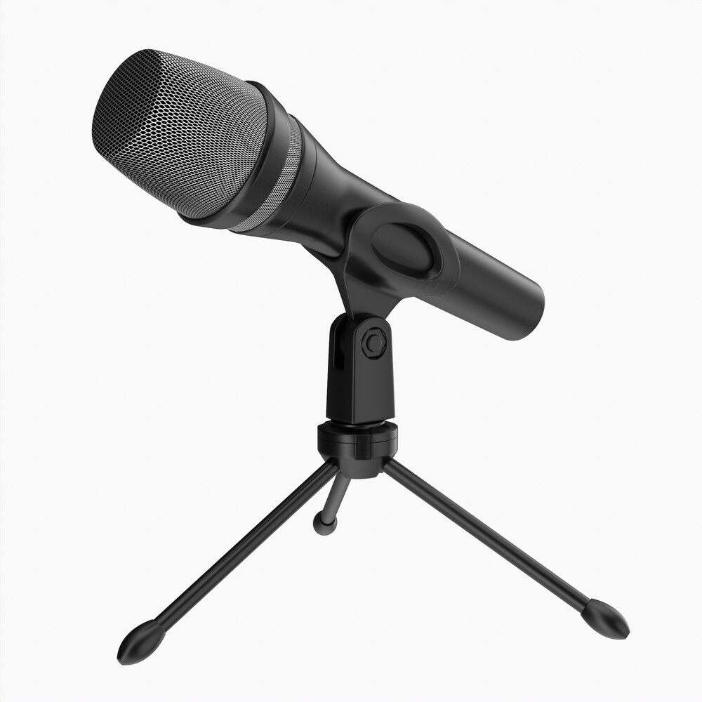 Vocal Microphone With Tripod 3D model
