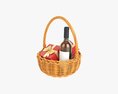 Wine Bottle In Wicker Wooden Basket 03 Modèle 3d