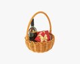 Wine Bottle In Wicker Wooden Basket 03 3D модель