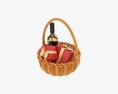 Wine Bottle In Wicker Wooden Basket 03 3d model