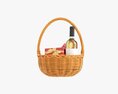 Wine Bottle In Wicker Wooden Basket 03 Modelo 3d