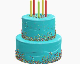 Birthday Cake With Candles And Candies 3D модель
