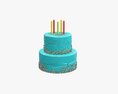 Birthday Cake With Candles And Candies 3d model
