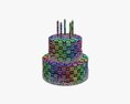 Birthday Cake With Candles And Candies Modèle 3d